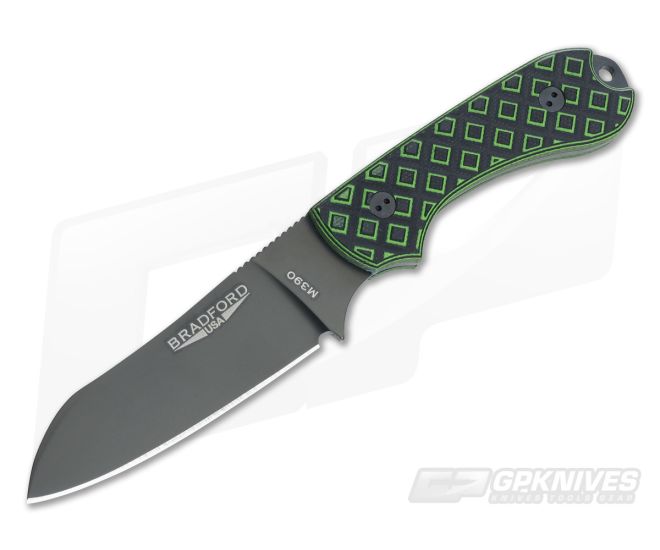 Bradford Knives Guardian3 Sheepsfoot Toxic/Black G10 DLC Coated M390 - BK-3SF-010B