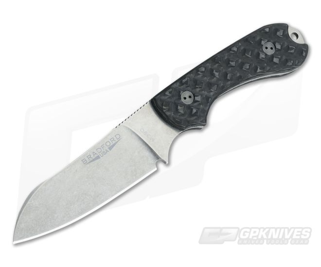 Bradford Knives Guardian3 Sheepsfoot Carbon Fiber Stonewashed M390 - BK-3SF-014
