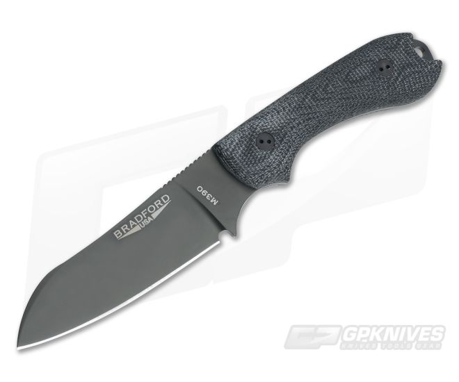Bradford Knives Guardian3 Sheepsfoot 3D Black Micarta DLC Coated M390 - BK-3SF-101B