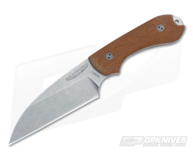 Bradford Knives Guardian3 Wharncliffe 3D Natural Micarta Stonewash M390 - BK-3W-104