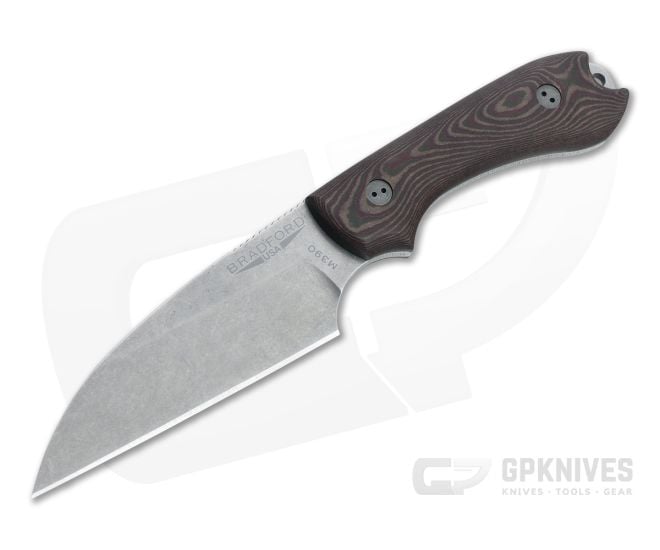Bradford Knives Guardian3 Wharncliffe LTD 3D Chocolate/Red Richlite Stonewashed M390 Fixed Blade - BK-3W-114-M390