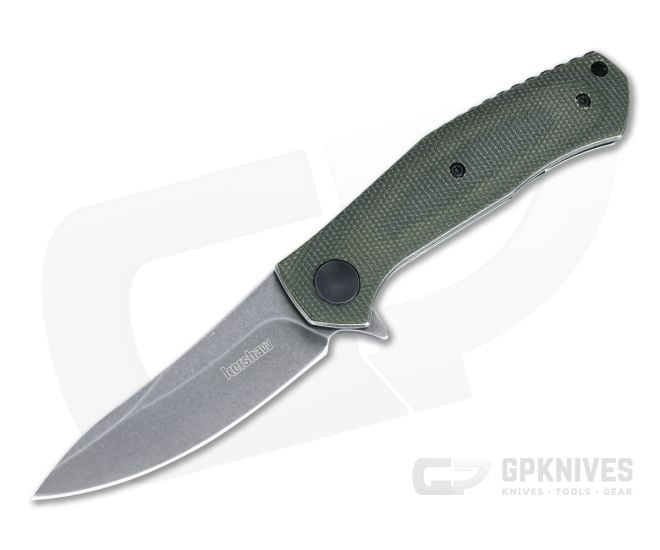 Kershaw Concierge Sinkevich BlackWash D2 Green Micarta KVT Liner Lock Flipper 4020MCG - KS-4020MCG