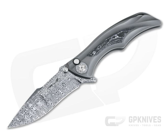 Brian Tighe Custom Tighe Down Damasteel Integral Titanium White Storm FatCarbon Inlaid Flipper - CU-4024