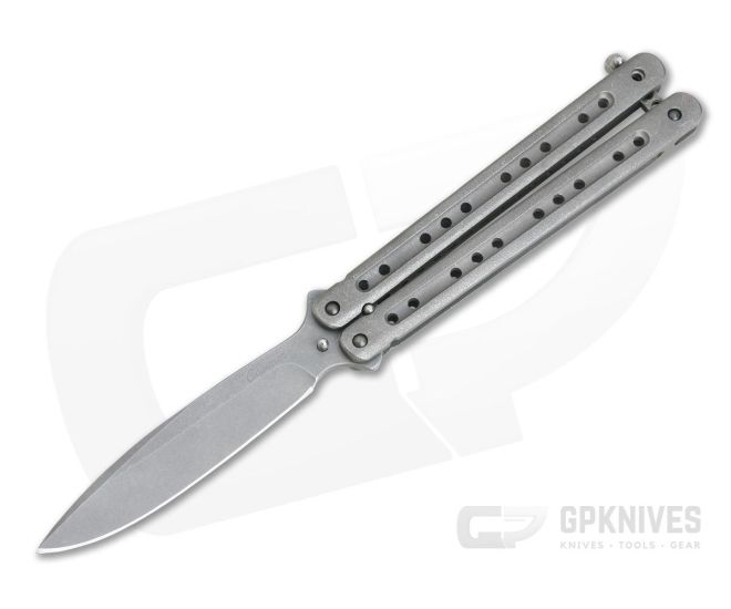 Craig Camerer Continuum Mid-Tech Balisong Orange Peel Channel Titanium Acid Stonewashed CPM-154 - CU-4070