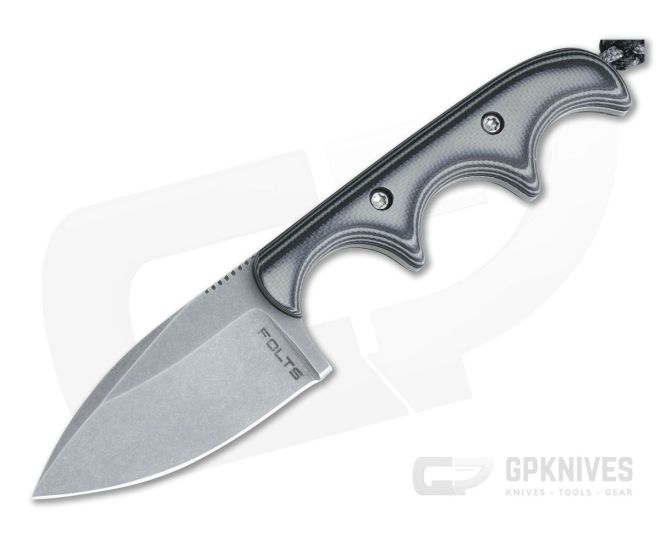 Alan Folts Custom Minimalist Spear Point Neck Knife Matte Black & Gray G10 Tumbled CPM154 - CU-4085