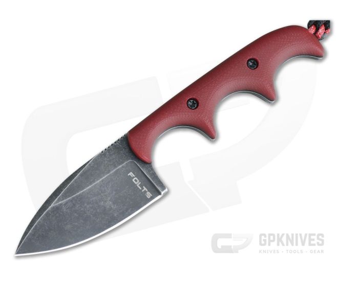 Alan Folts Custom Minimalist Spear Point Neck Knife Matte Red G10 Black Washed CPM154 - CU-4086