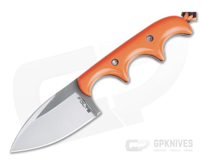 Alan Folts Custom Minimalist Spear Point Neck Knife Orange G10 Polished CPM154 - CU-4088