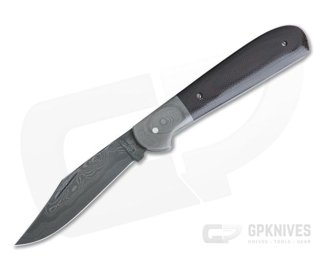 Chuck Hawes Custom Maroon Canvas Micarta Copperhead Burl Pattern Damascus Blade - CU-4109