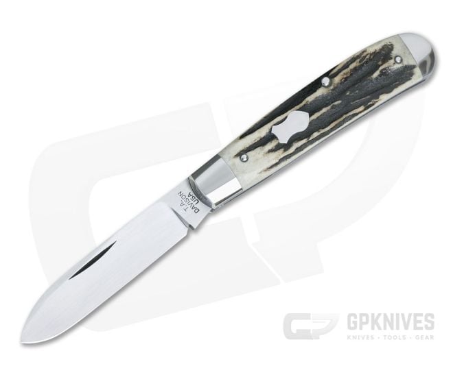 T.A. Davison Custom Stag Satin CPM154 Drop Point Slip Joint - CU-4112