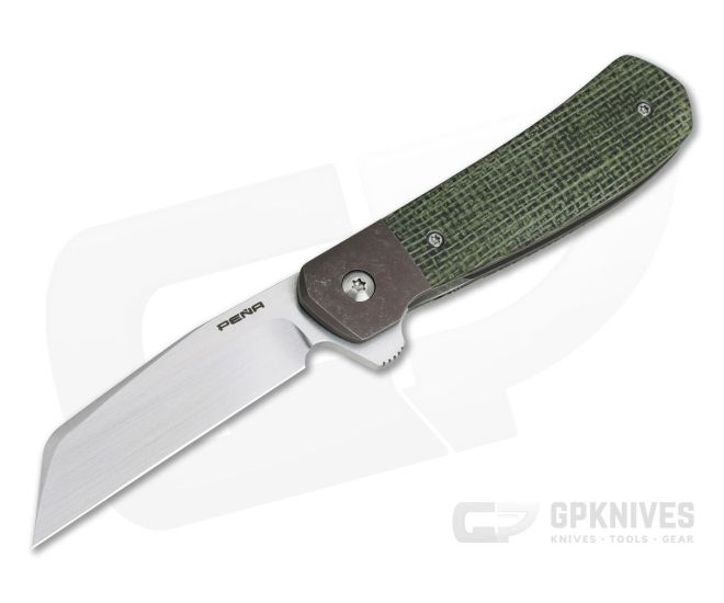 Enrique Pena Custom Wicked Swayback Flipper Titanium Bolster Green Micarta - CU-4130