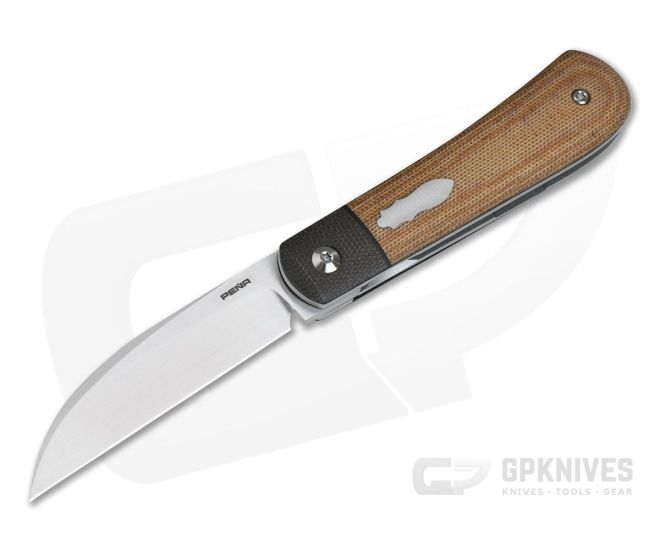 Enrique Pena Custom Swayback Wharncliffe Top Flipper Bolstered Natural Micarta - CU-4135
