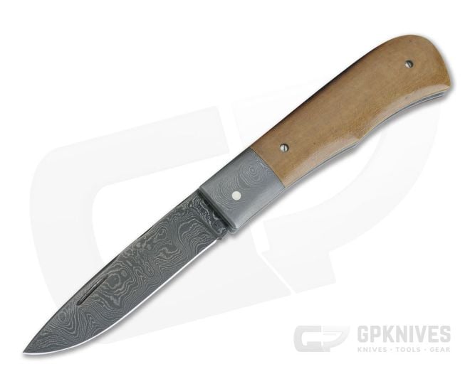 Chuck Hawes Custom Vintage Westinghouse Micarta Small Remington Burl Pattern Damascus Blade - CU-4163