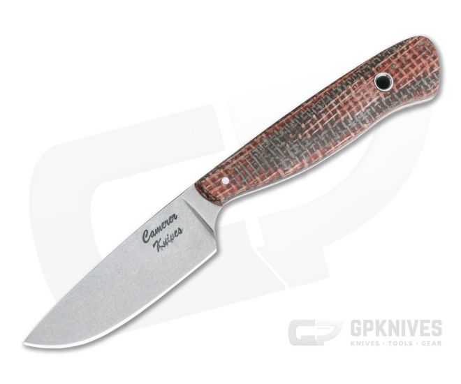 Camerer Knives Workman Drop Point Elmax Red Burlap Micarta Fixed Blade - CU-4167