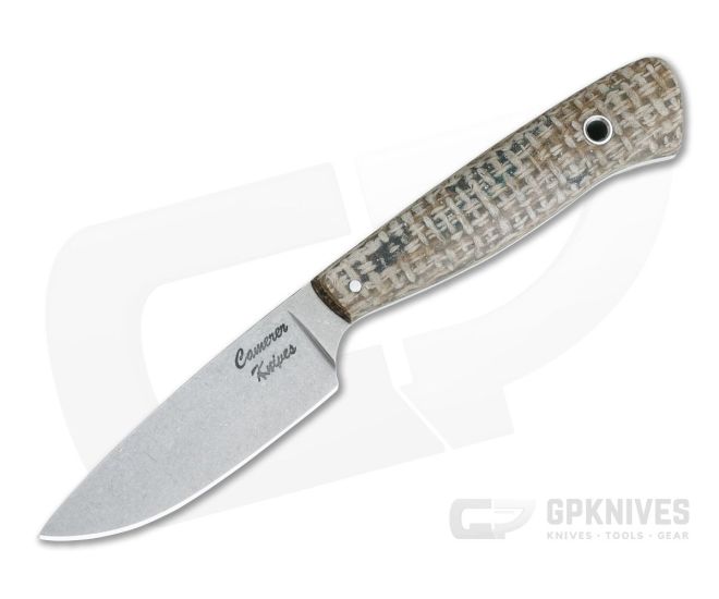 Camerer Knives Workman Drop Point Elmax Light Burlap Micarta Fixed Blade - CU-4168