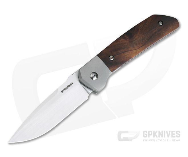 Enrique Pena Custom Mula Desert Ironwood Titanium Bolster Lock Front Flipper 4199 - CU-4199