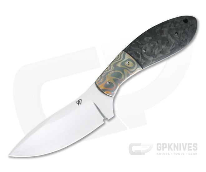 Aaron Frederick Custom Fixed Blade Skinner Brass Zirconium Bolster Marbled Carbon Fiber 4204 - CU-4204