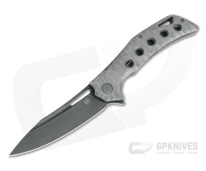 Olamic Cutlery Swish 5 Hole Stonewashed Sculpted Titanium Stonewashed PVD Elmax Flipper 4221 - CU-4221