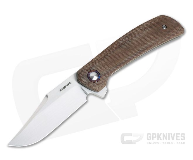 Enrique Pena Custom Laredo Bowie CPM-154 Natural Micarta Titanium Liner Lock Flipper - CU-4227