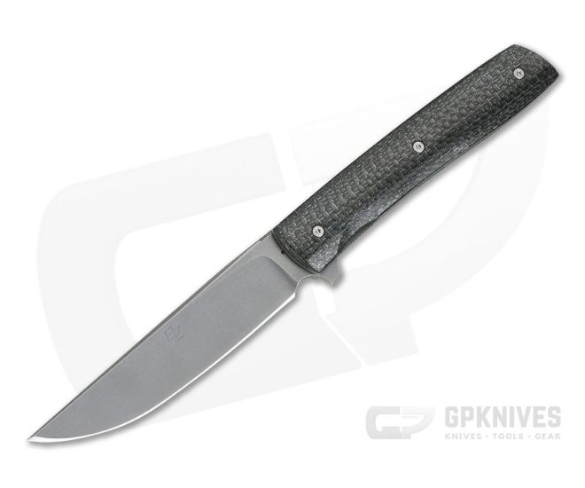 Brad Zinker Custom +10 T LLF Stonewashed CPM-154 Silver Lightning Strike Carbon Fiber Titanium Liner Lock Flipper - CU-4233