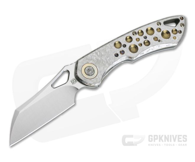 Olamic Cutlery Whippersnapper Wharncliffe Satin 20CV Frosty Bronze Anodized Acid Rain Drop Top Flipper 4241 - CU-4241