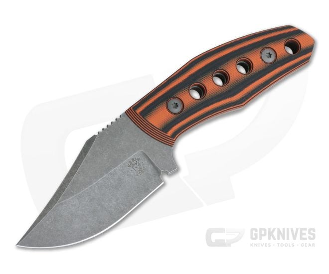 Tom Krein Custom Advocate Clip Point Acid Wash D2 Orange/Black G10 Tactical Fixed Blade 4246 - CU-4246