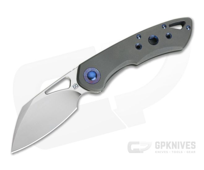 Olamic Cutlery Whippersnapper Sheepsfoot Satin 20CV Dark Blast Three Hole Top Flipper 4249 - CU-4249