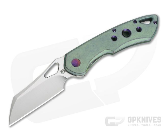 Olamic Cutlery Whippersnapper Wharncliffe Satin 20CV Tumbled Rainforest Finshed Titanium Top Flipper 4251 - CU-4251