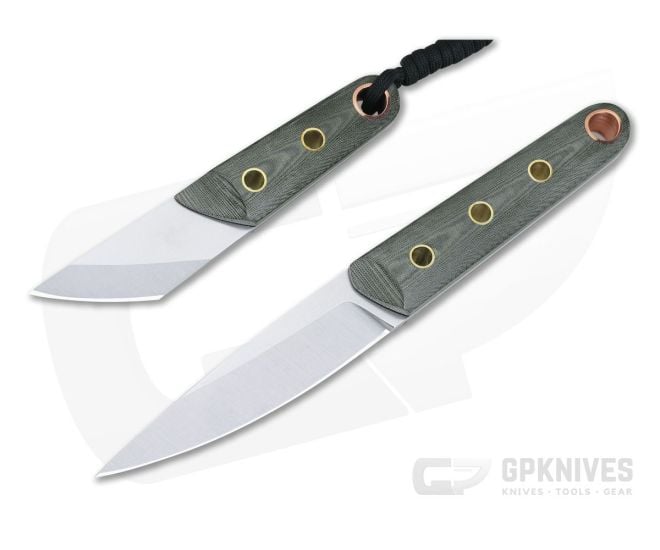 Sergey Rogovets Custom Green Micarta Kwaiken and Kiridashi Fixed Blade Knife Set 4253 - CU-4253