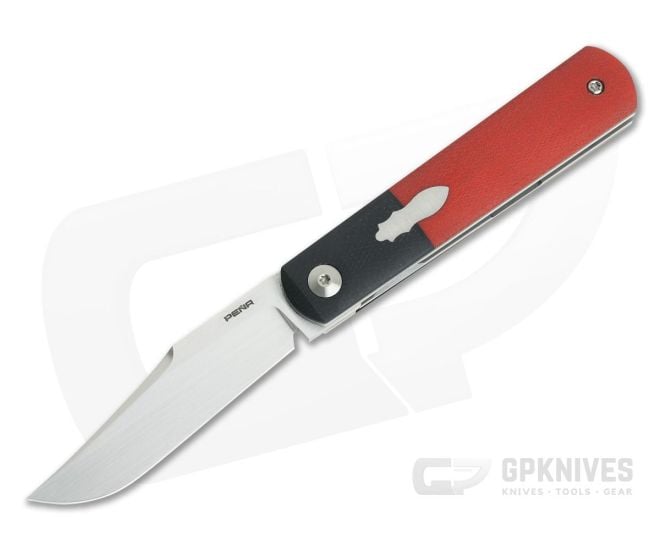 Enrique Pena Custom Barlow Clip Point Bolstered Blood Orange Crosscut Micarta Front Flipper 4255 - CU-4255