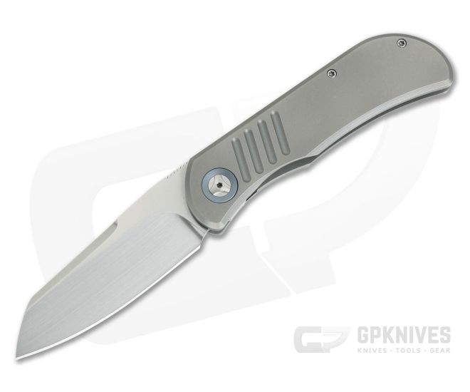 Burger Custom EXK SFL Satin M390 Sheepsfoot Titanium Frame Lock Top Flipper - CU-4263