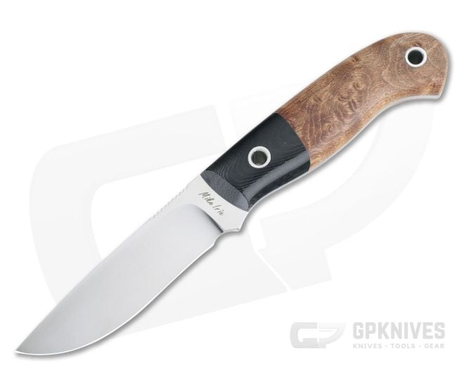 Mike Irie Model 110 Drop Point CPM-154 Micarta Bolstered Stabilized Dyed Maple Burl 4271 - CU-4271