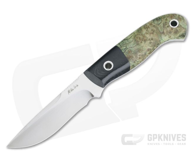 Mike Irie Model 110 Spear Point CPM-154 Micarta Bolstered Stabilized Dyed Maple Burl 4277 - CU-4277