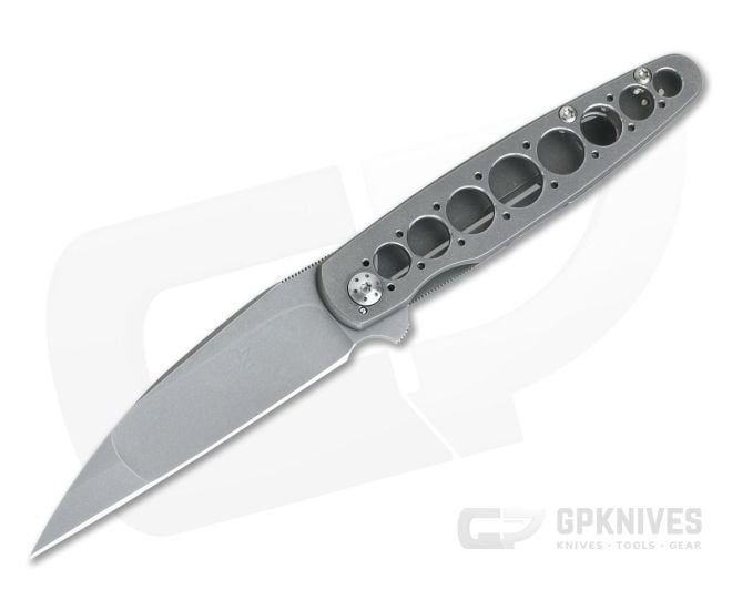 Brad Zinker Custom TDWC Teardrop Wharncliffe Stonewashed CPM 154 Titanium Frame Lock Flipper 4299 - CU-4299