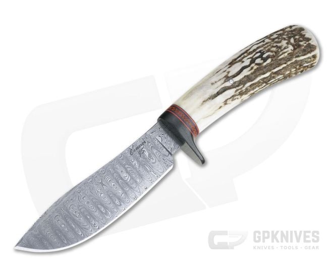 Camerer Knives Custom Nessmuk Hunter Damascus Stag Fixed Blade 4344 - CU-4344