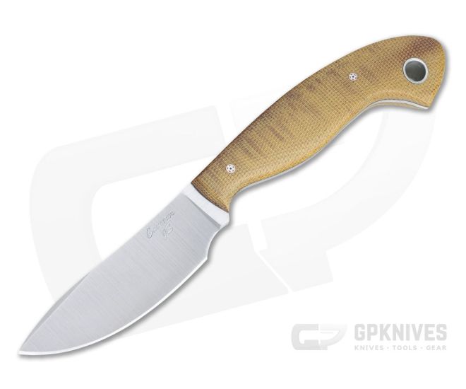 Camerer Knives Custom Little "B" Drop Point Forged W2 Aged Canvas Micarta Fixed Blade 4345 - CU-4345