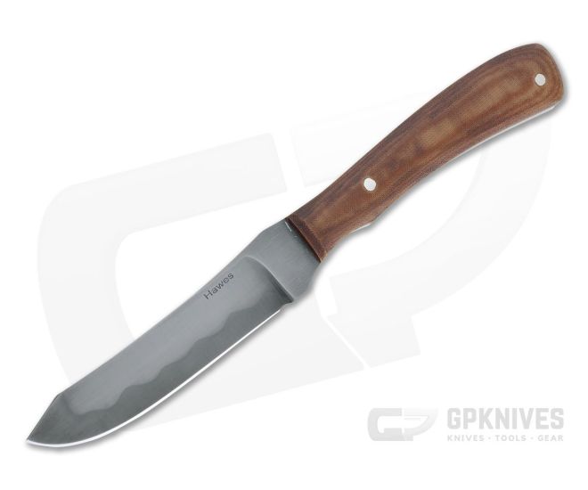 Chuck Hawes Custom Spey Trapper Hamon W2 Antique Linen Micarta Fixed Blade Knife 4354 - CU-4354
