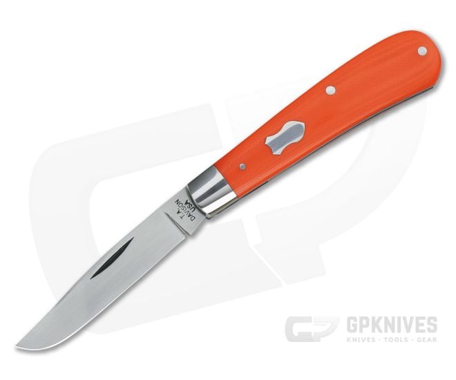 T.A. Davison Custom Orange G10 Satin CTS-XHP Clip Point Slip Joint 4364 - CU-4364