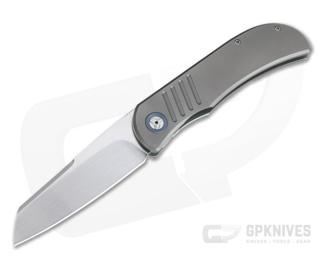Burger Custom LEXK SFL Satin M390 Sheepsfoot Titanium Frame Lock Top Flipper - CU-4381