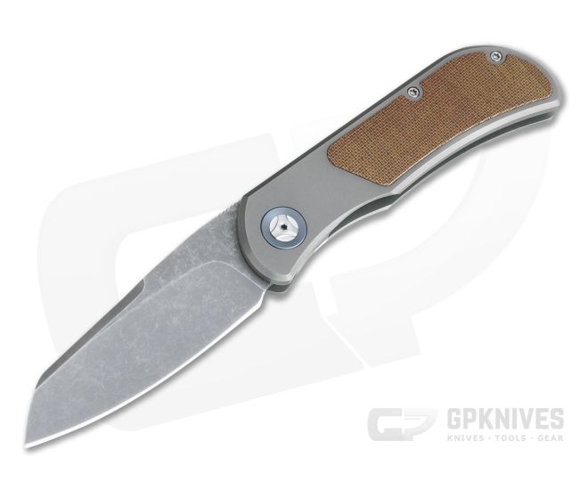 Burger Custom EXK SFL Acid Washed M390 Sheepsfoot Micarta Titanium Frame Lock Top Flipper - CU-4386