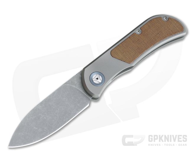 Burger Custom EXK SFL Acid Washed M390 Spear Point Micarta Titanium Frame Lock Top Flipper - CU-4387