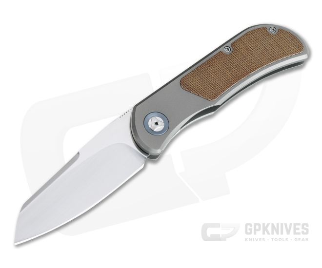 Burger Custom EXK SFL Satin M390 Sheepsfoot Micarta Titanium Frame Lock Top Flipper - CU-4389