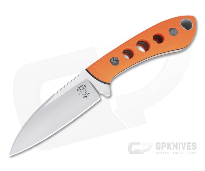 Tom Krein Custom TK-11 Wharncliffe Blasted Orange G10 Satin Nitro-V Fixed Blade - CU-4398
