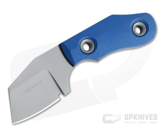 Sakman Knives Cleaver Neck Knife Blasted N690 Blue/Black G10 Fixed Blade 4407 - CU-4407