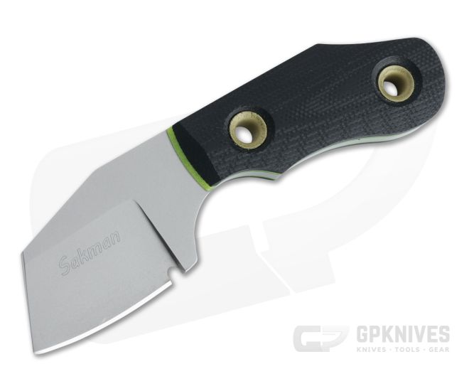 Sakman Knives Cleaver Neck Knife Blasted N690 Black/Toxic G10 Fixed Blade 4409 - CU-4409