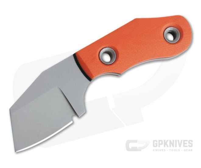 Sakman Knives Cleaver Neck Knife Blasted N690 Orange/Black G10 Fixed Blade 4410 - CU-4410