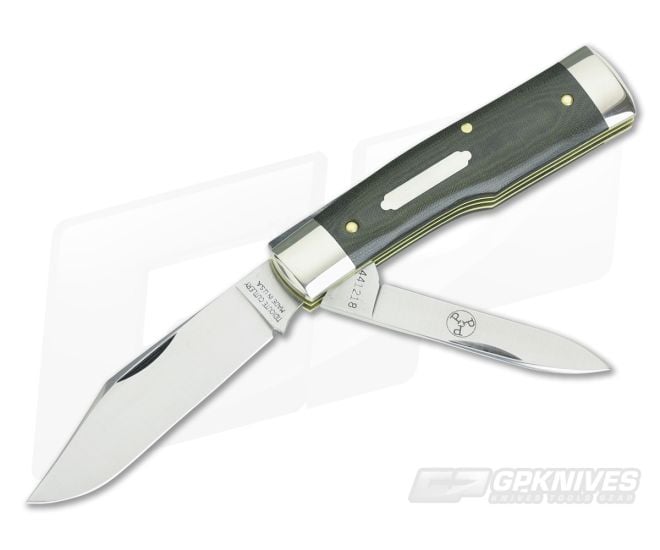 Tidioute Cutlery #44 PPP Buffalo Jack Green Linen Micarta - GEC-441218-GLM