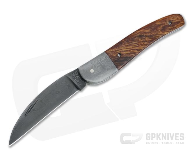 Chuck Hawes Custom Wharncliffe Whittler Ladder Damascus Desert Ironwood Slip Joint Folder 4412 - CU-4412
