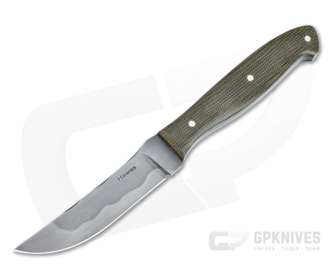 Chuck Hawes Custom Trailing Point Hamon W2 Green Canvas Micarta Fixed Blade Knife 4413 - CU-4413