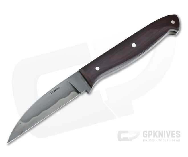 Chuck Hawes Custom Wharncliffe Hamon W2 Burgundy Linen Micarta Fixed Blade Knife 4414 - CU-4414