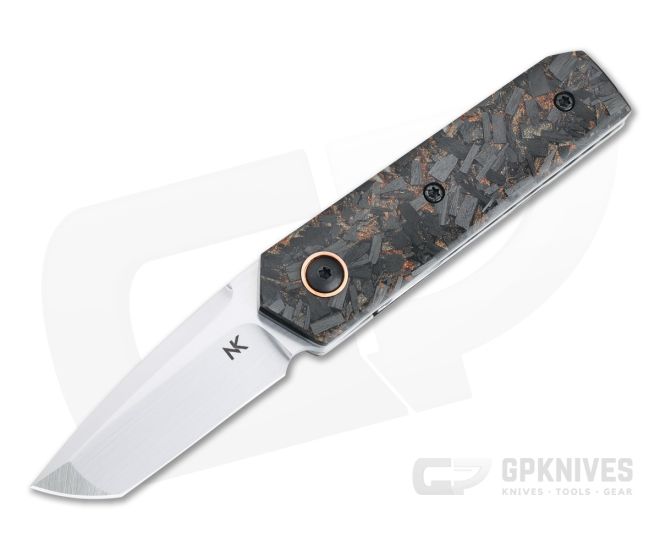 Chad Nell Custom Podium Satin AEB-L Tanto Copper Shred Carbon Fiber Liner Lock Front Flipper 4421 - CU-4421